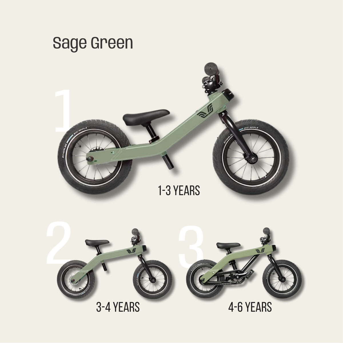 green pedal bike Sage Green Kids Bike | Adaptable Toddler Bike (Ages 1–6)